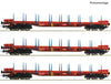 Roco 6600219 HO 3 piece set: Stake wagons, RCW