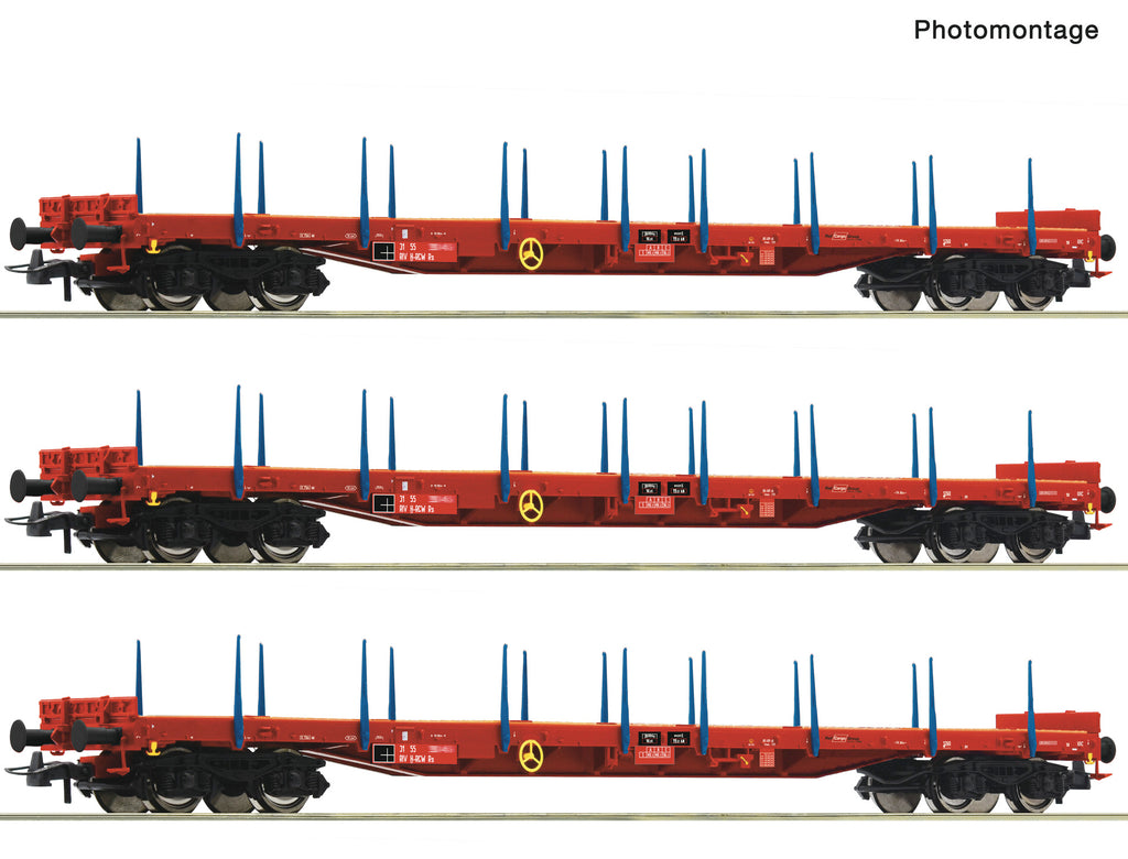 Roco 6600219 HO 3 piece set: Stake wagons, RCW