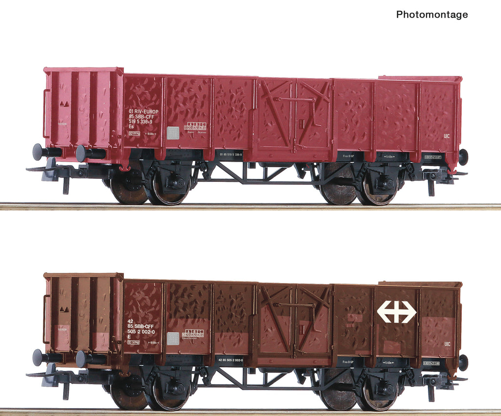 Roco 77034 HO 2 piece set: Open goods wagons, SBB