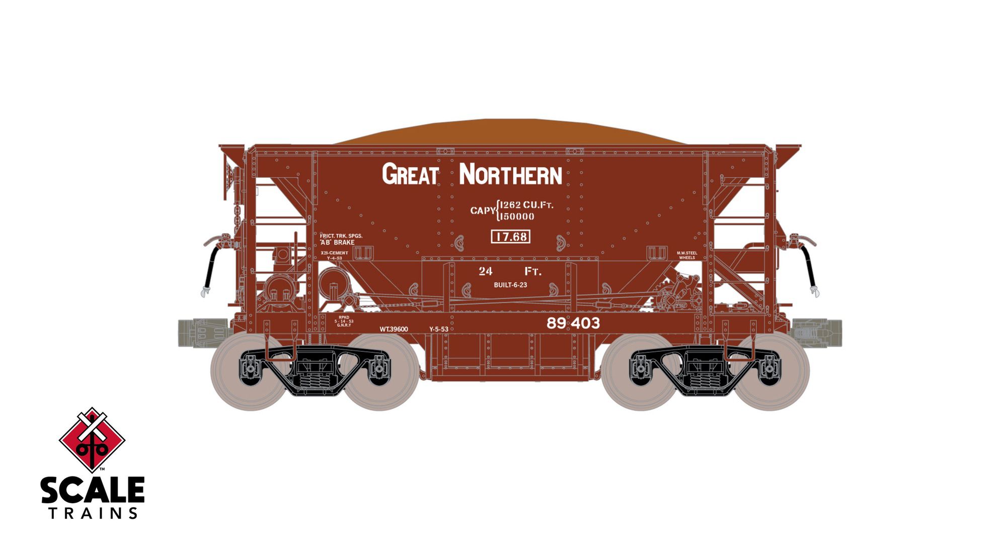 ScaleTrains SXT15216 Fox Valley Models HO Scale PSC 70-Ton Ore Car, Great Northern 89424
