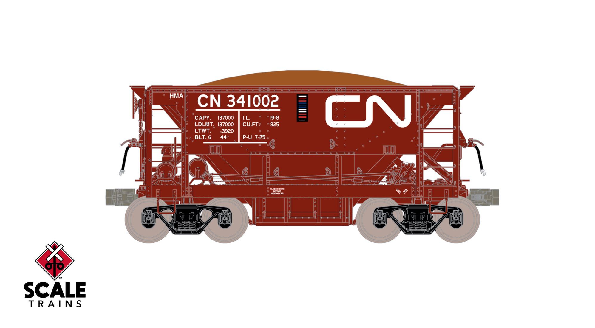 ScaleTrains SXT15253 Fox Valley Models HO Scale PSC 70-Ton Ore Car, Canadian National 341144