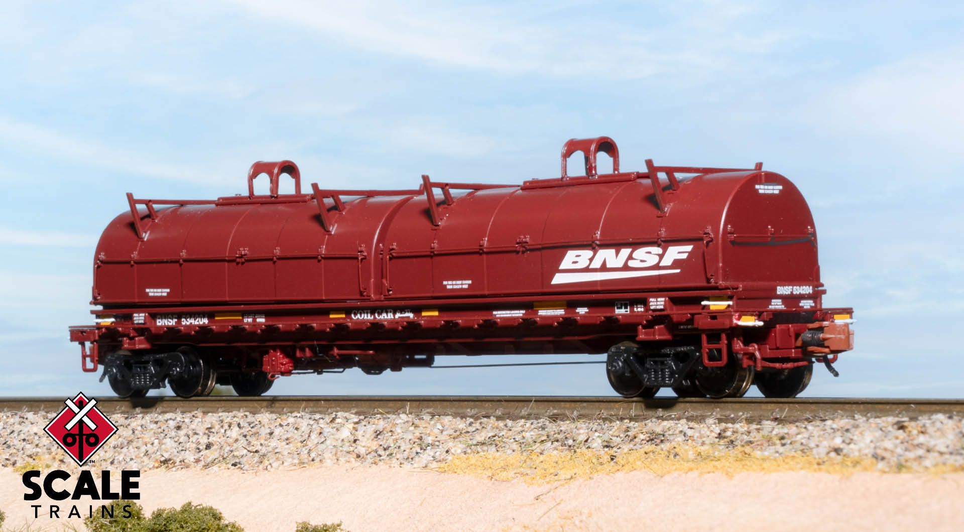 ScaleTrains SXT39467 Rivet Counter N Scale Thrall 48' 2-Hood Coil Steel Car, BNSF/Wedge Hoods 534205