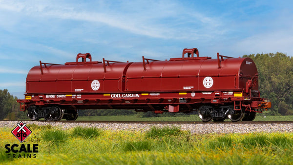 ScaleTrains SXT40274 Rivet Counter HO Scale Thrall 2-Hood Coil Steel Car, BNSF/Circle-Cross Hoods 534215