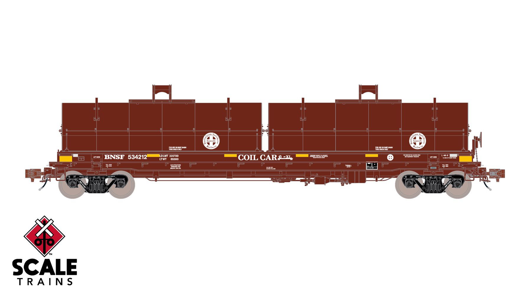 ScaleTrains SXT40275 Rivet Counter HO Scale Thrall 2-Hood Coil Steel Car, BNSF/Circle-Cross Hoods 534217