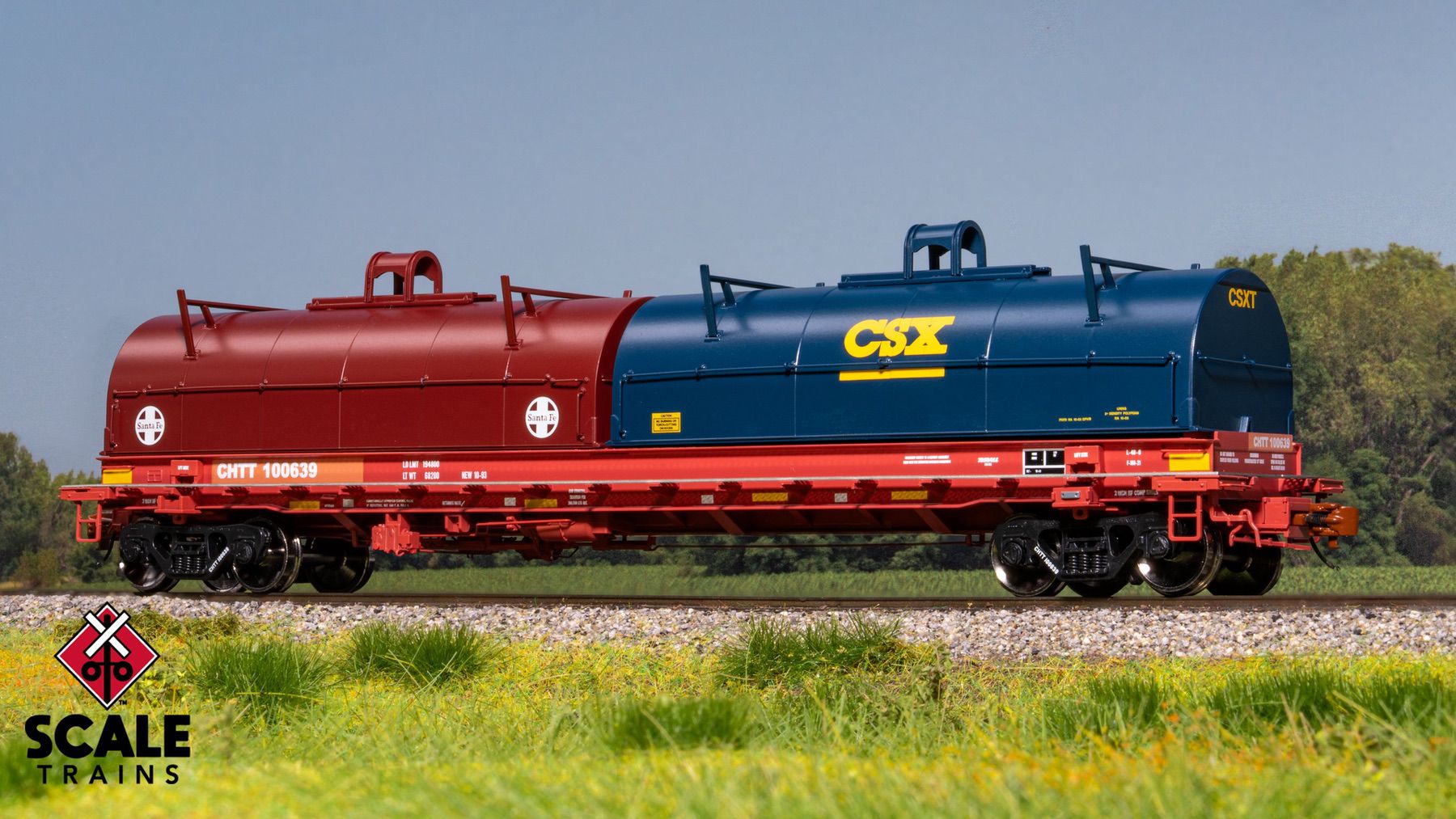 ScaleTrains SXT40305 Rivet Counter HO Scale Thrall 2-Hood Coil Steel Car, CHTT/ex-CTRN Patched/ATSF & CSX Hoods 100639
