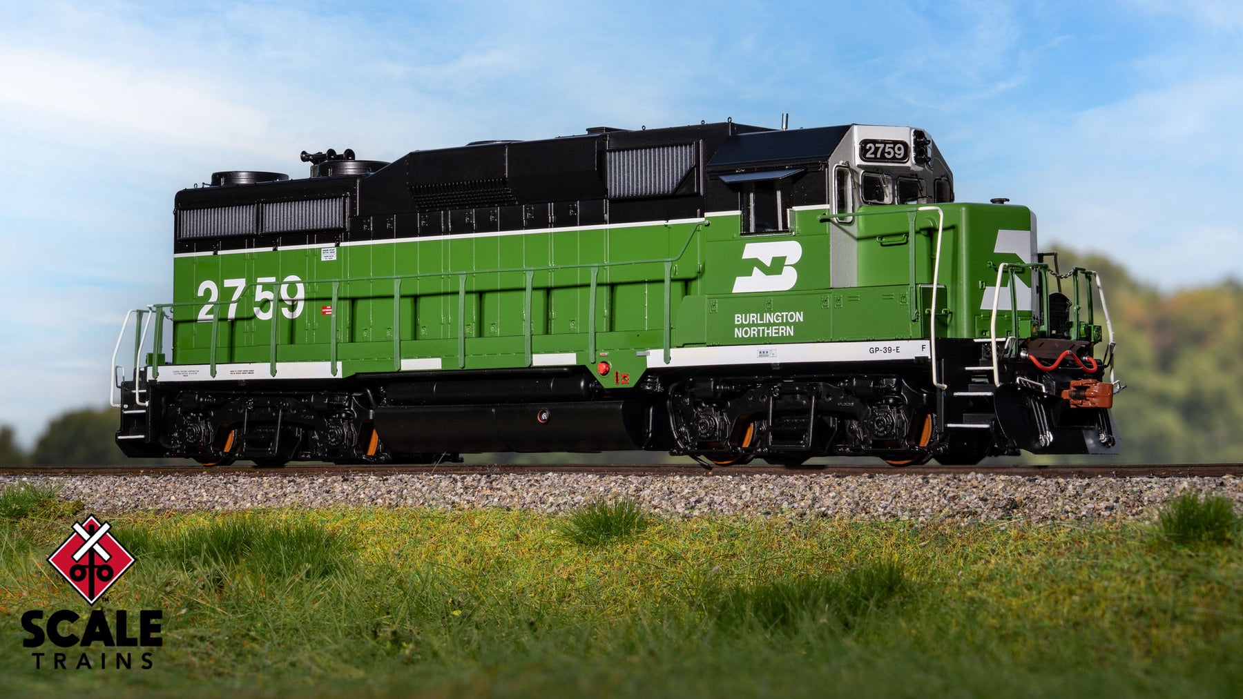 ScaleTrains SXT40933 Rivet Counter HO Scale EMD GP39E, Burlington Northern/White Face/Strobe Lights 2762 DCC & Sound Equipped