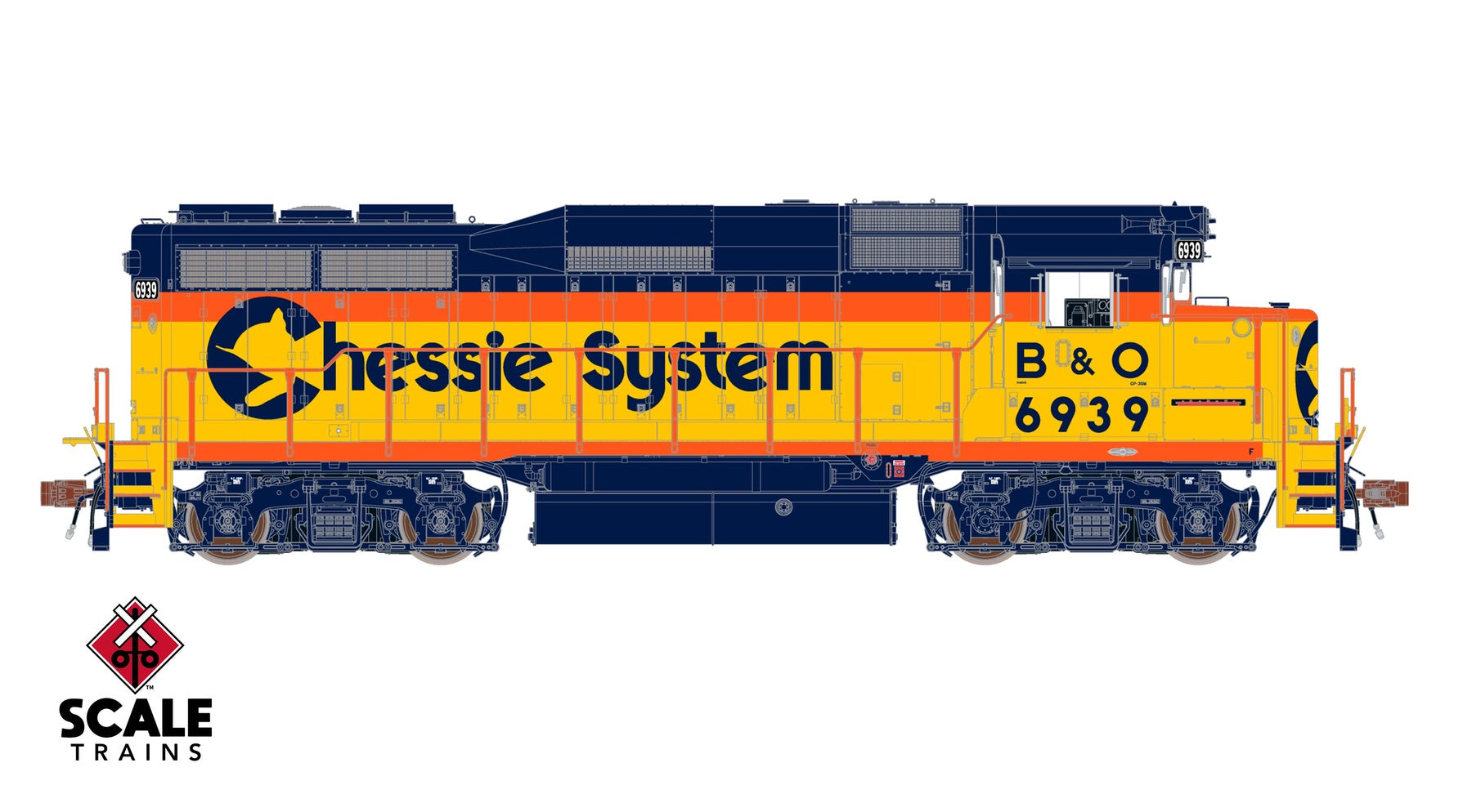 ScaleTrains SXT40957 Rivet Counter HO Scale EMD GP30M, Chessie System/B&O 6939 DCC & Sound Equipped
