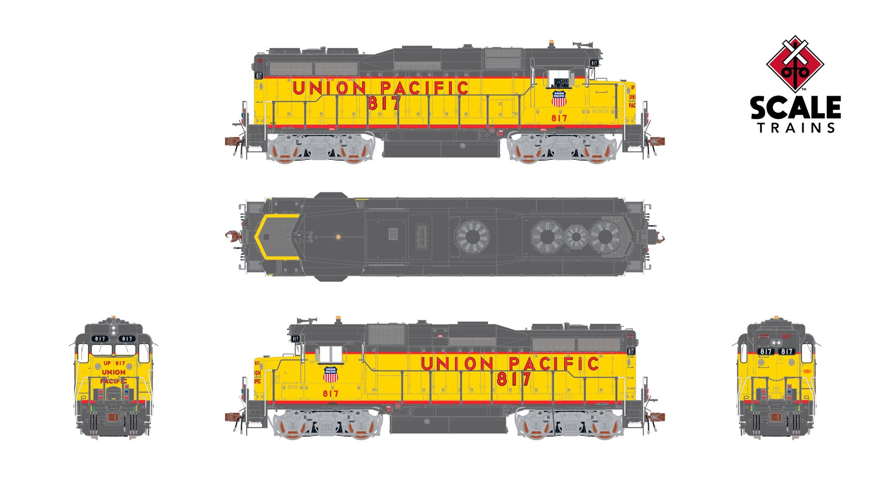 ScaleTrains SXT40977 Rivet Counter HO Scale EMD GP30 Phase Ib2, Union Pacific 817 DCC & Sound Equipped