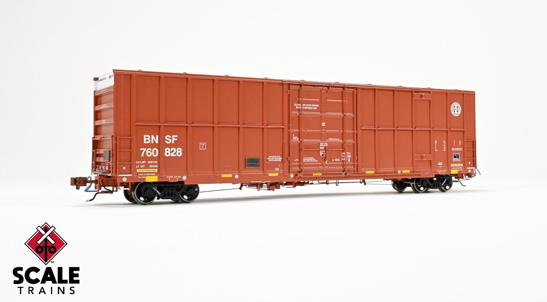 ScaleTrains SXT40994 Rivet Counter HO Scale Trinity 60' 7500 12' Plug-Door High-Cube Boxcar, BNSF/Circle Cross Logo/Conspicuity Stripes 760795
