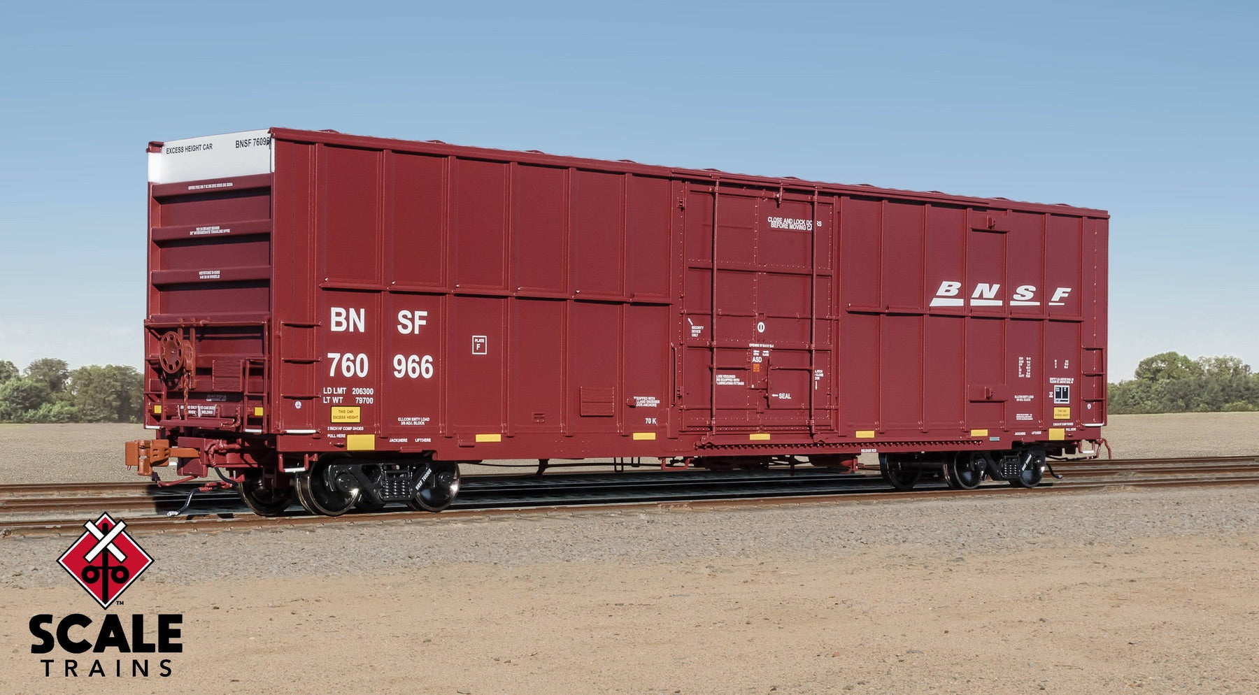 ScaleTrains SXT40997 Rivet Counter HO Scale Trinity 60' 7500 12' Plug-Door High-Cube Boxcar, BNSF/Wedge/Conspicuity Stripes 760966