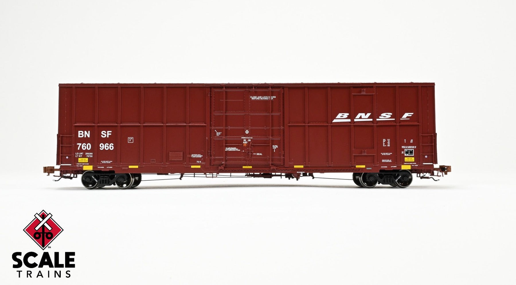 ScaleTrains SXT40997 Rivet Counter HO Scale Trinity 60' 7500 12' Plug-Door High-Cube Boxcar, BNSF/Wedge/Conspicuity Stripes 760966