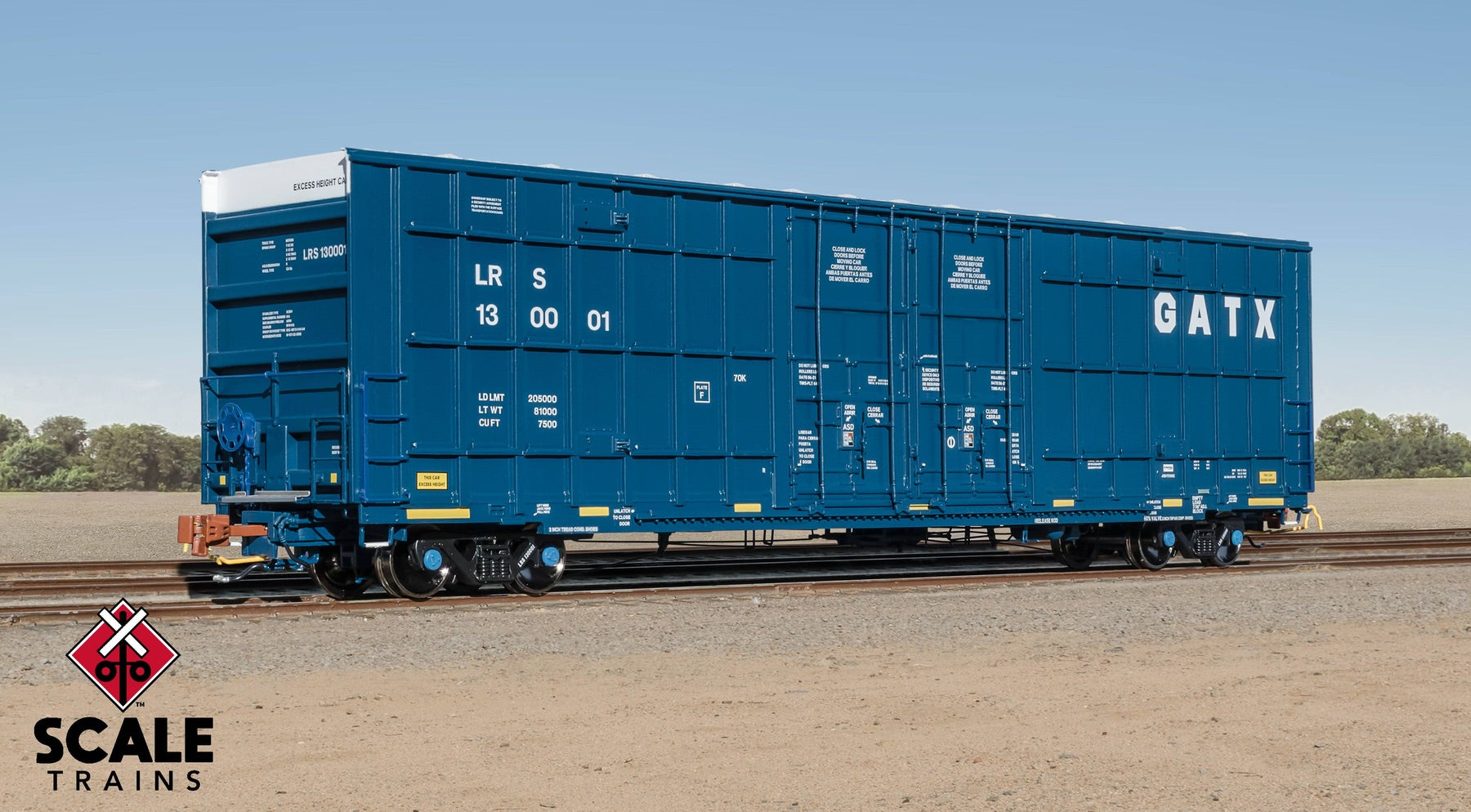ScaleTrains SXT41004 Rivet Counter HO Scale Trinity 60' 7500 8' Double-Plug-Door High-Cube Boxcar, GATX/English & Spanish Door Data/Conspicuity Stripes/LRS 130001