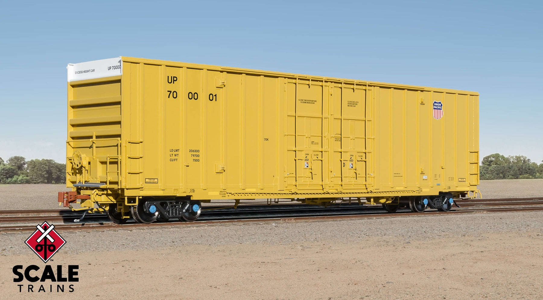 ScaleTrains SXT41023 Rivet Counter HO Scale Trinity 60' 7500 8' Double-Plug-Door High-Cube Boxcar, Union Pacific/Anti-Vandalism Reporting Marks/Conspicuity Stripes 700028