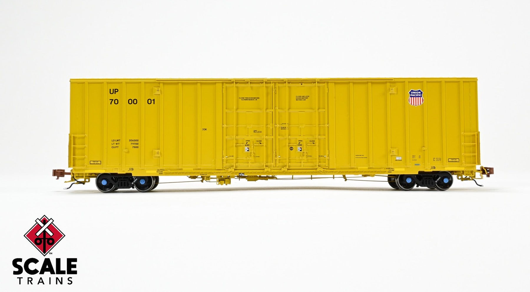 ScaleTrains SXT41023 Rivet Counter HO Scale Trinity 60' 7500 8' Double-Plug-Door High-Cube Boxcar, Union Pacific/Anti-Vandalism Reporting Marks/Conspicuity Stripes 700028