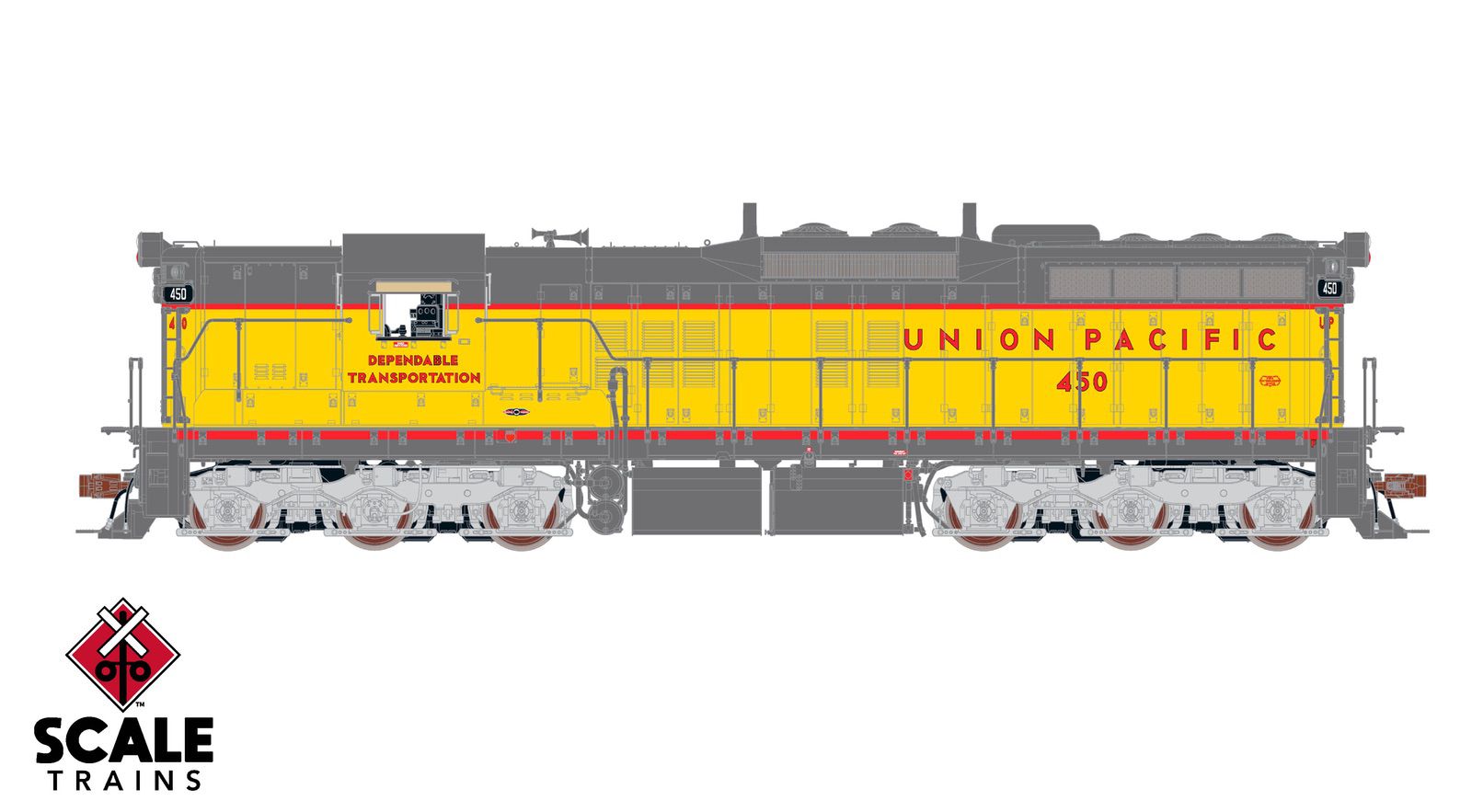 ScaleTrains SXT41202 Rivet Counter HO Scale EMD SD7, Union Pacific/Dependable Transportation 450 DCC & Sound Equipped
