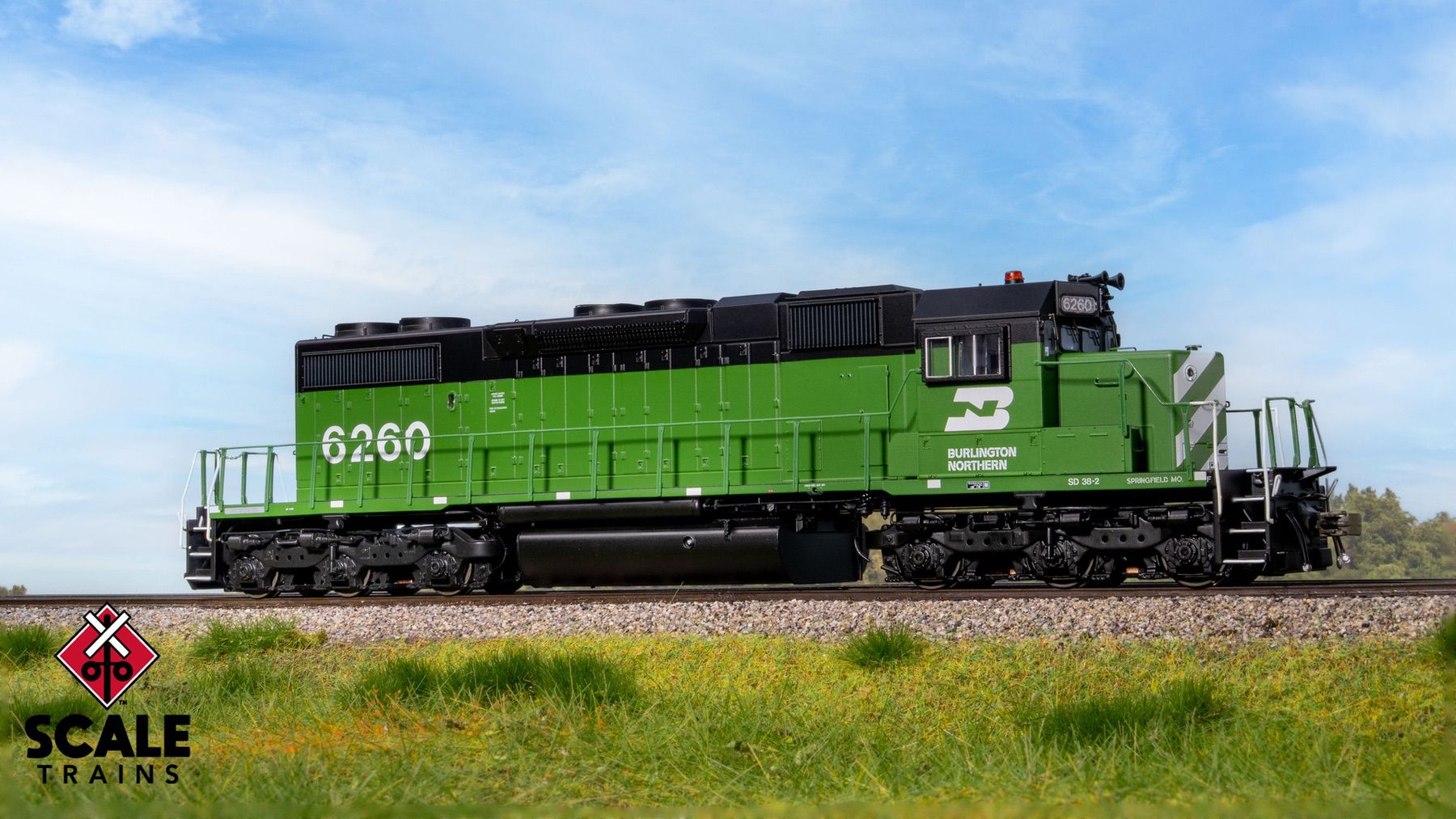 ScaleTrains SXT41226 Rivet Counter HO Scale EMD SD38-2 w/Dynamic Brakes, Burlington Northern 6260 DCC & Sound Equipped