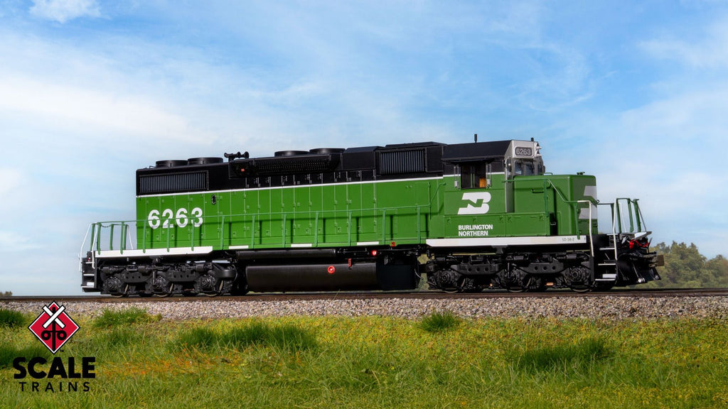 ScaleTrains SXT41236 Rivet Counter HO Scale EMD SD38-2, Burlington Northern/White Face/No Beacon 6263 DCC & Sound Equipped