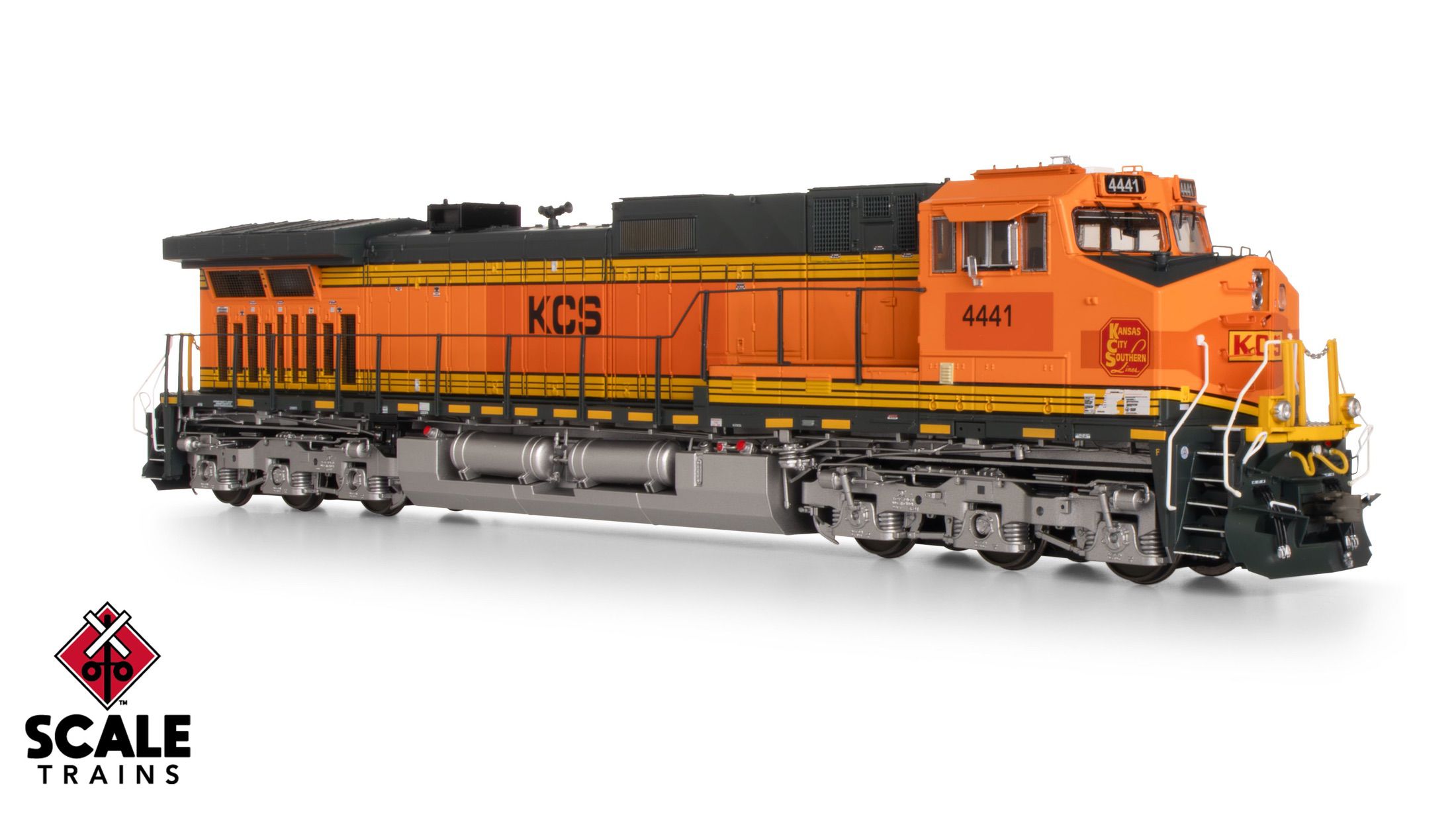 ScaleTrains SXT41563 Rivet Counter HO Scale GE DASH 9-44CW, Kansas City Southern/ex-BNSF Heritage II Patched/Faded Orange Replacement HVAC 4441 DCC & Sound Equipped