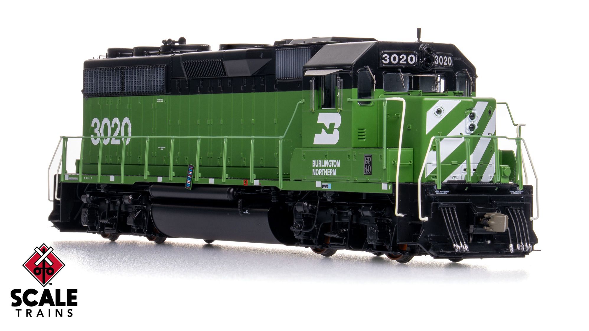 ScaleTrains SXT41887 Rivet Counter HO Scale EMD GP40 Phase IIa3, Burlington Northern 3023 DCC & Sound Equipped