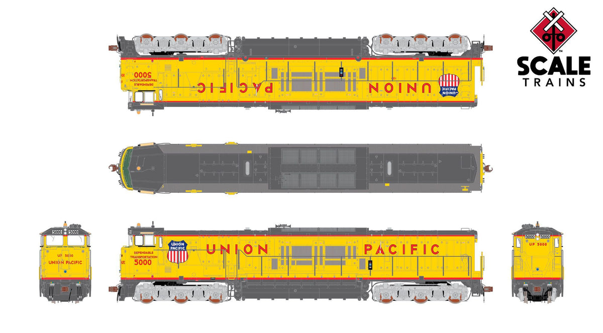 ScaleTrains SXT70115 Museum Quality HO Scale GE U50C, Union Pacific/Dependable Transportation/Modified Nose Door 5000 DCC & Sound Equipped