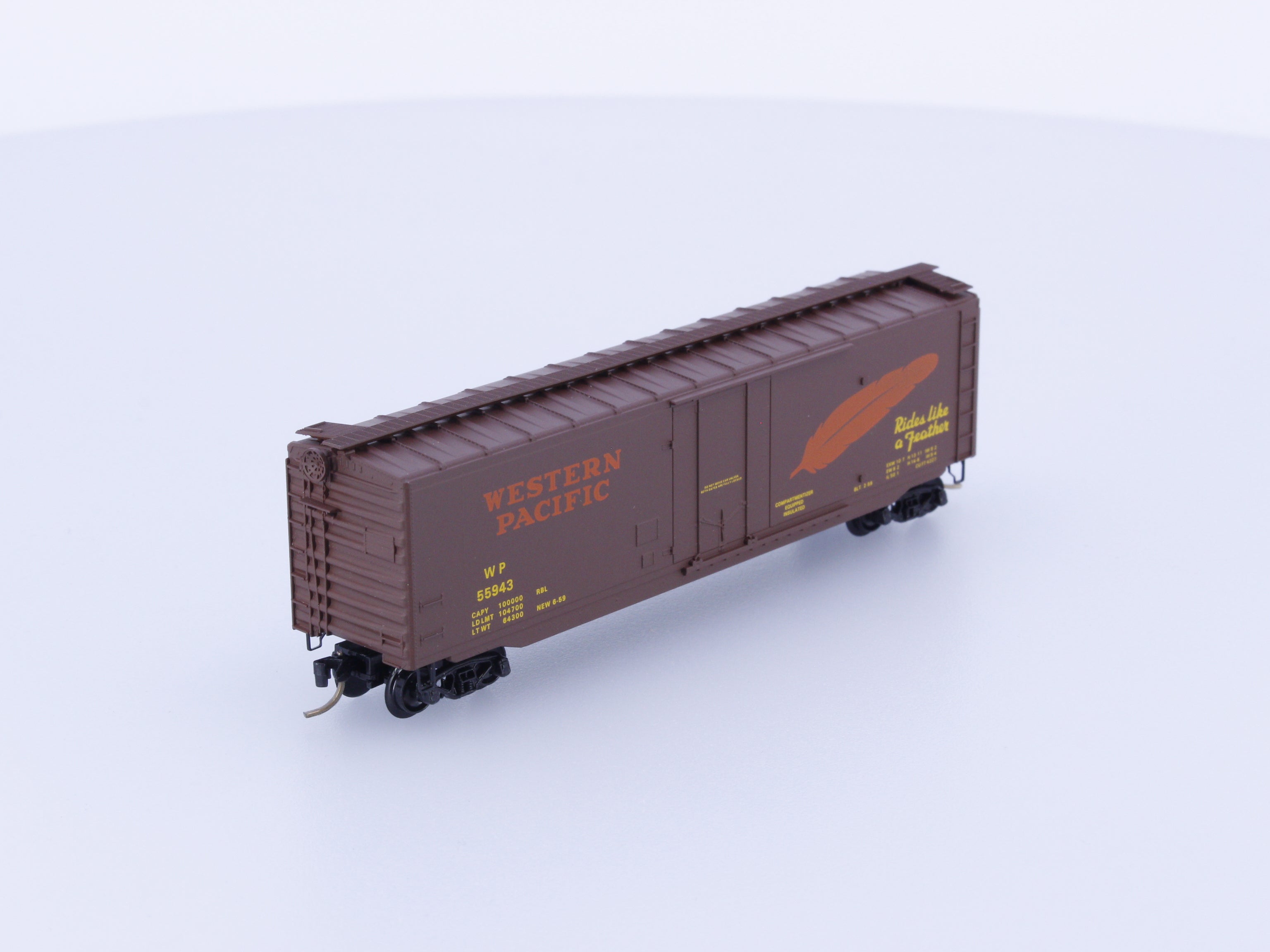 Micro Trains 32180 N 50' Standard Box Car, Plug Doors Western Pacific (WP) 55943