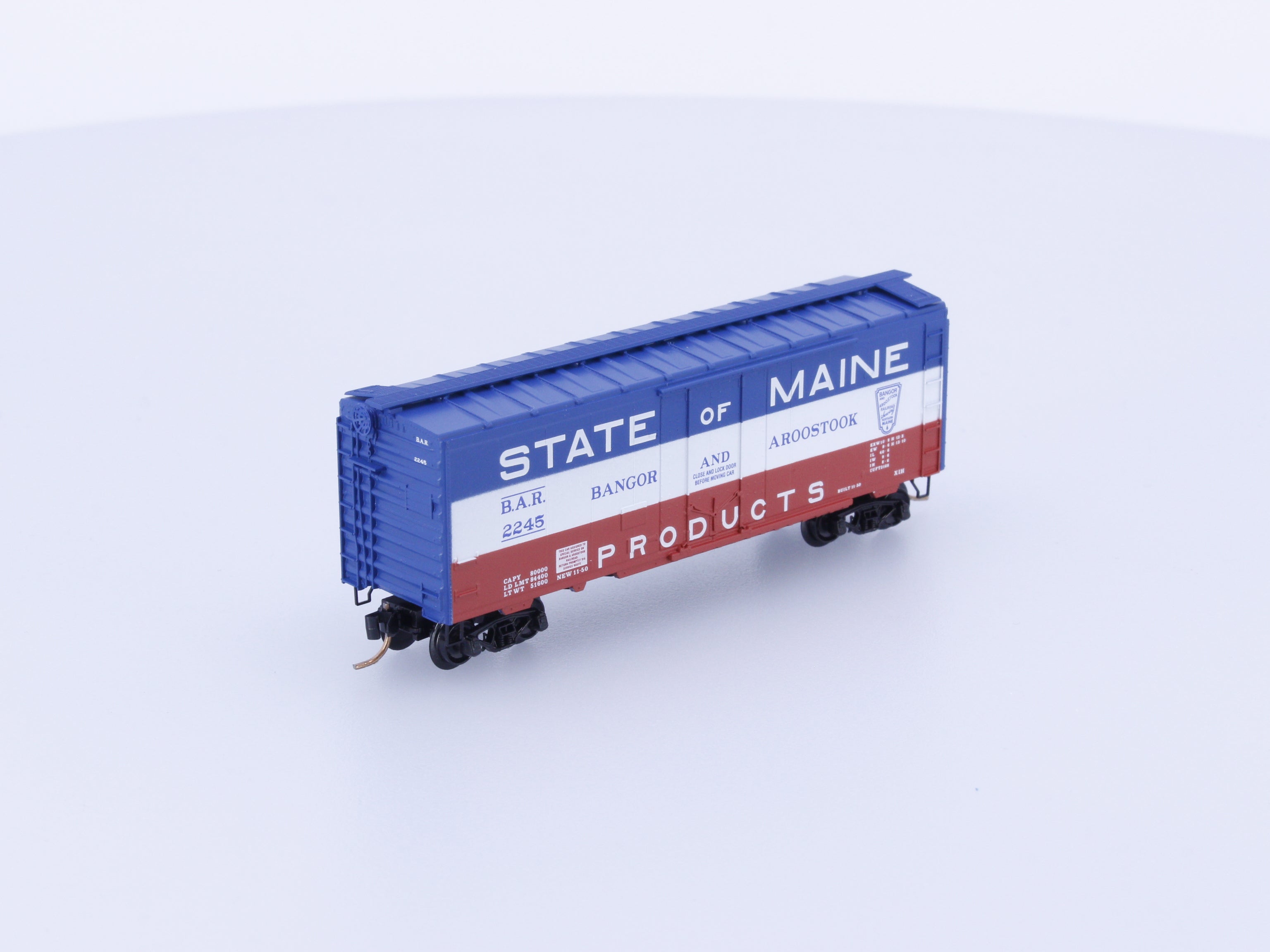 Micro Trains 21020 N 40' Standard Box Car, Plug Door Bangor and Aroostook 2245
