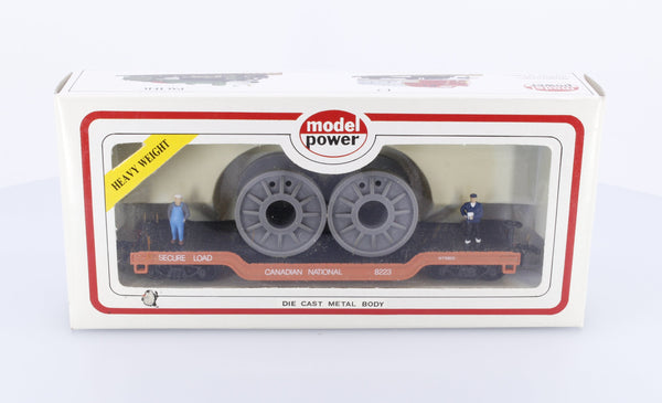 Model Power 8223 HO 40' Depressed Center w/2 Reels and Figures Canadian National (CN) 8223