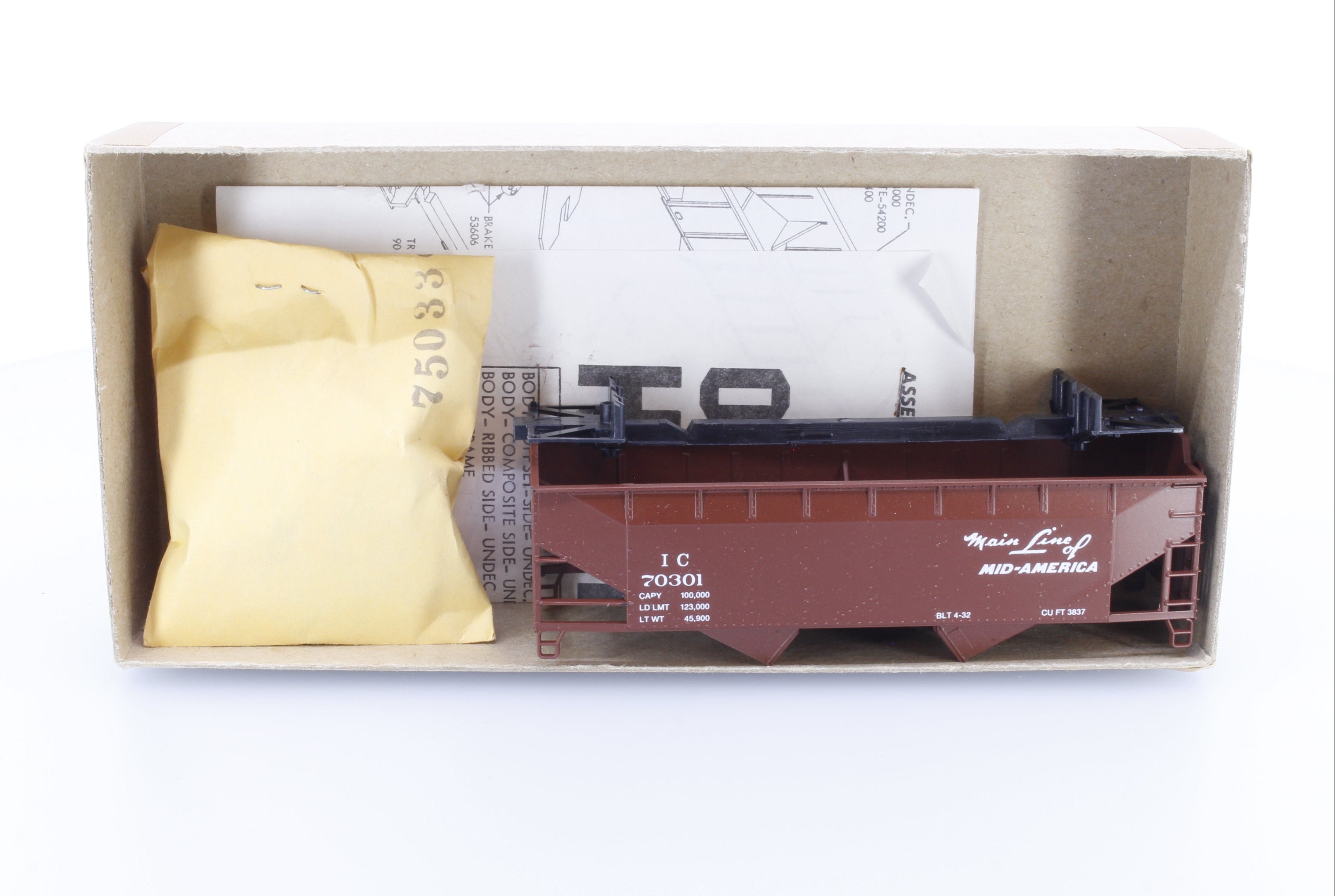 Cooper & Oshtemo Loco Works 1222 HO 34' Twin Hopper Illinois Central (IC) 70301
