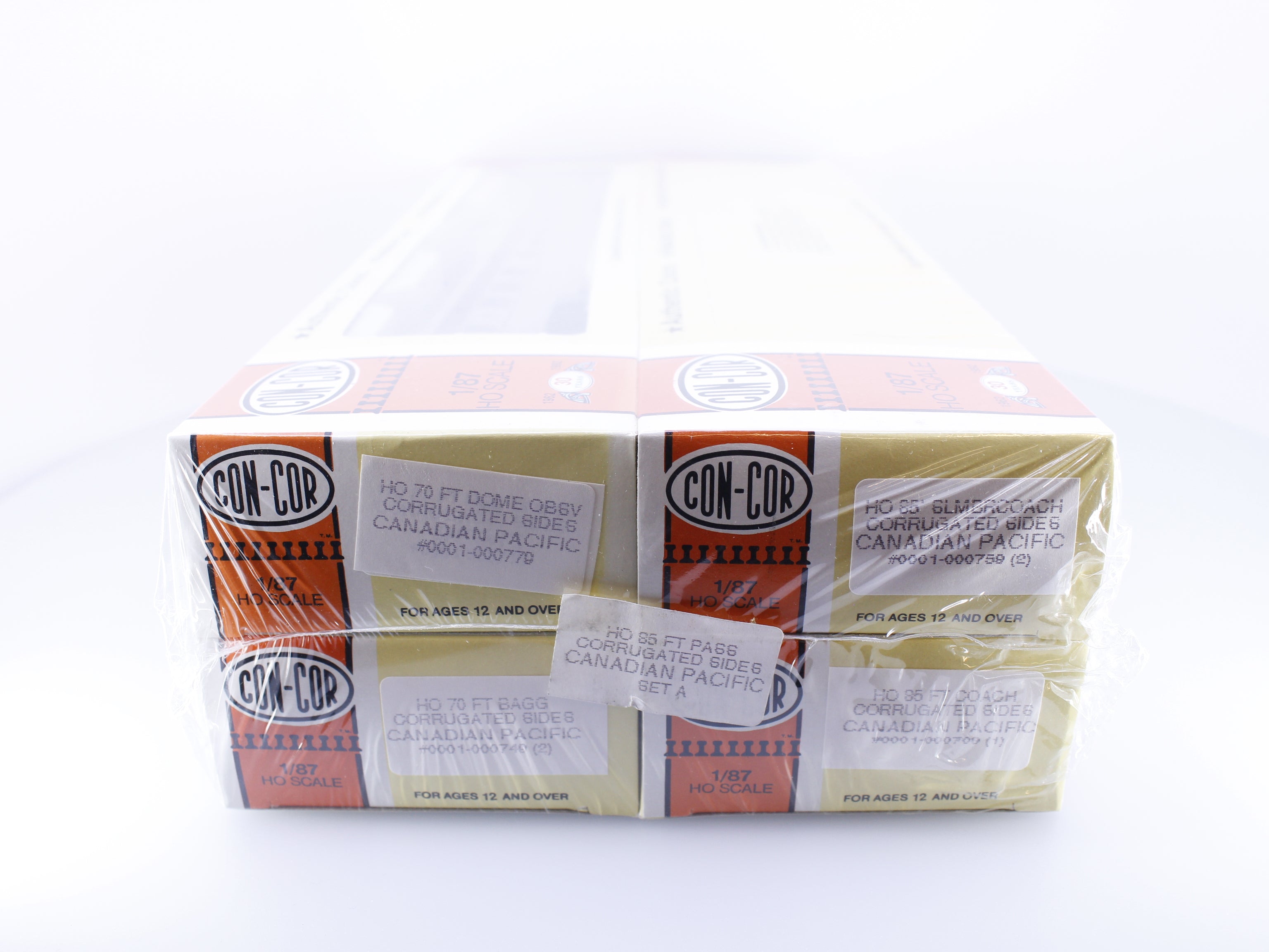 Con Cor CP85FTCORR HO 2 x 4 Packs of Corrugated Sides Passenger Sets. Set A and B Canadian Pacific (CP)
