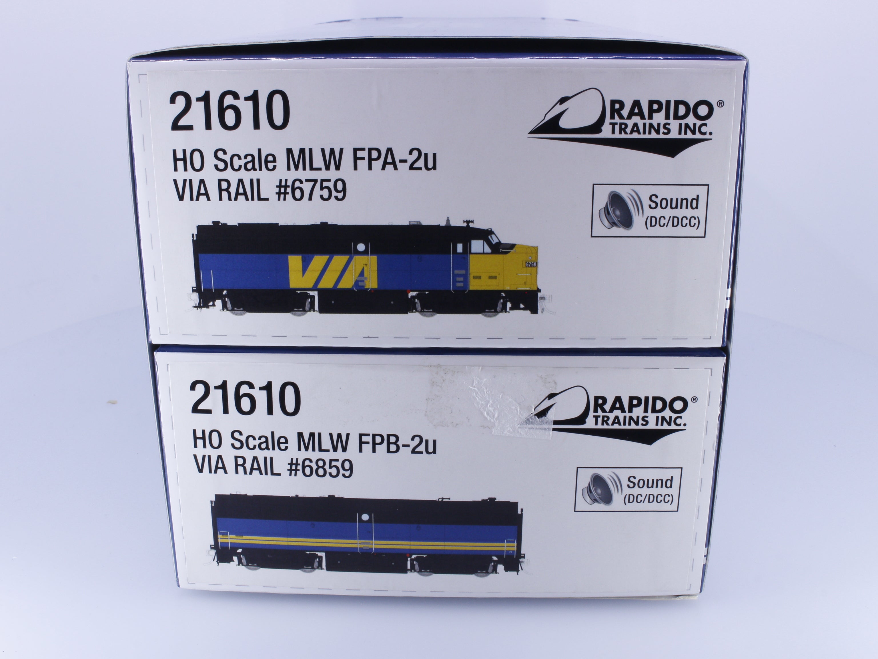 Rapido 21610 HO MLW FPA-2u and FPB-2u Via Rail (VIA) 6759/6859 DCC & Sound