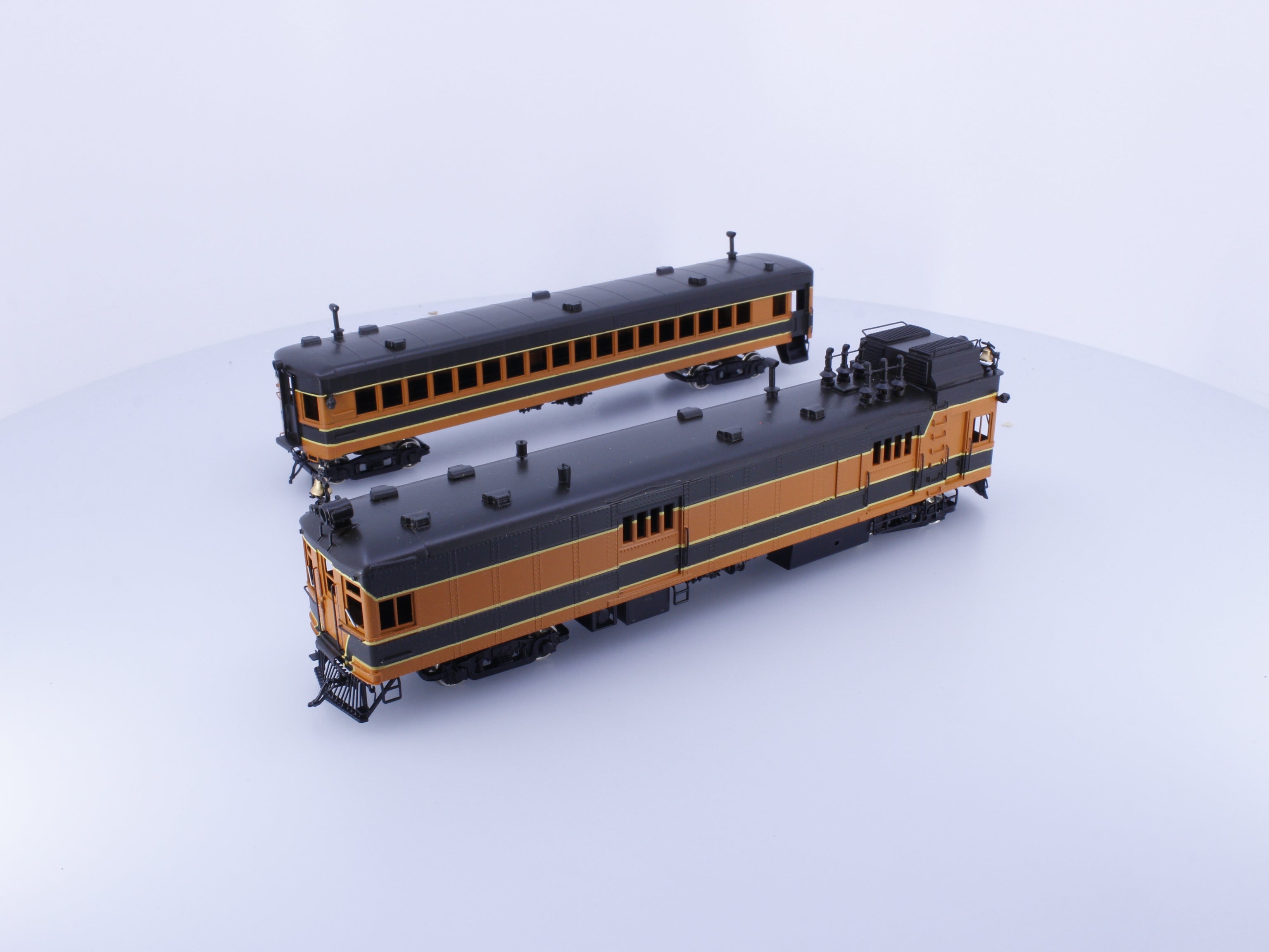 Oriental Limited GECT HO Brass Gas Electric 2302 and Coach Trailer 600 Great Northern (GN) 2302 Analog DC