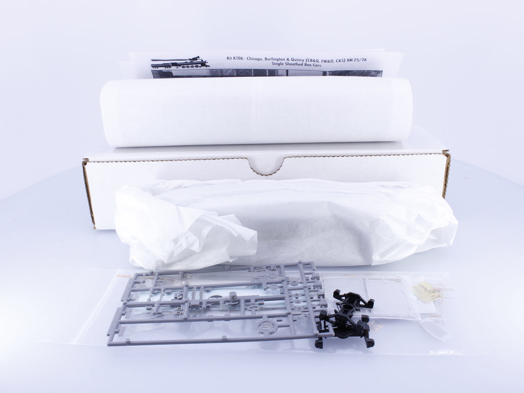 Speedwitch Media K106 HO Single Sheathed Boxcar Kit Chicago Burlington and Quincey (CBQ)