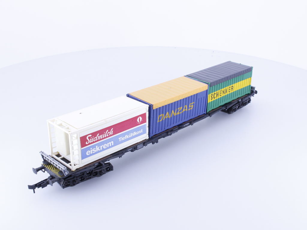 Roco 4357 HO DB Flat Deck with 3 Containers