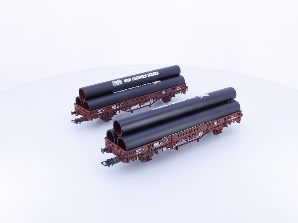 Rivarossi HR6169 HO NS Flachwagen-Set mit Rohren, 2 Platte Wagens "Van Leeuwen" #4 369-2,607-5