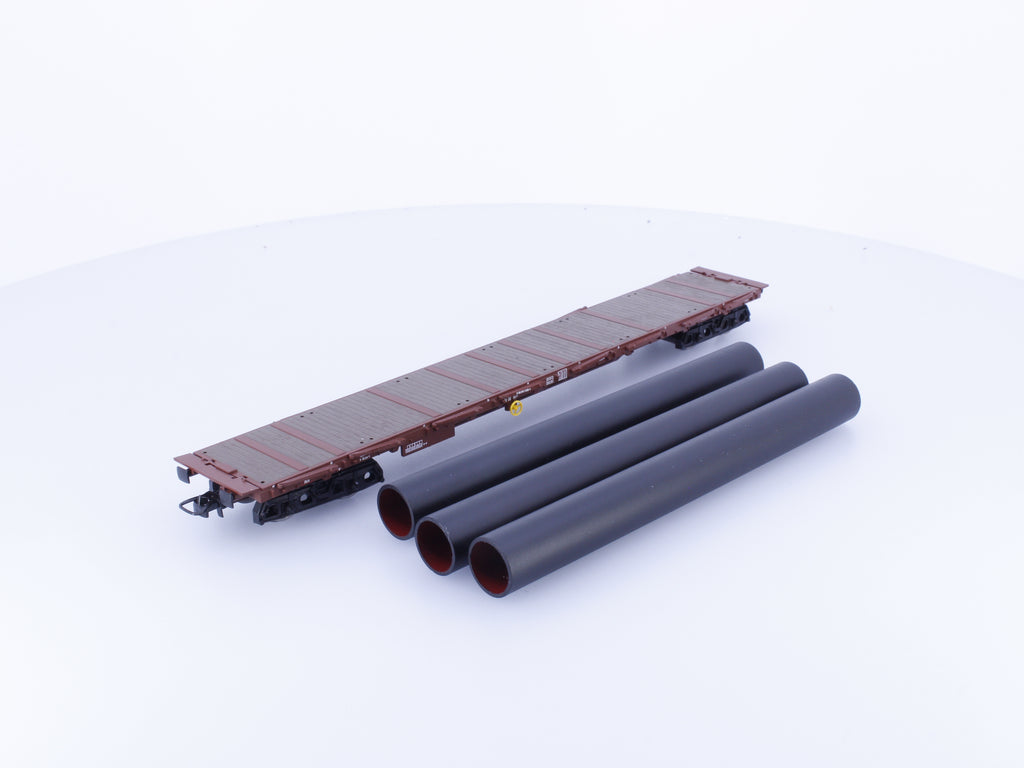 Rivarossi HR6119 HO DB 4-Achser Flachwagen mit Schwenkrungen und Rohre #4 028-1