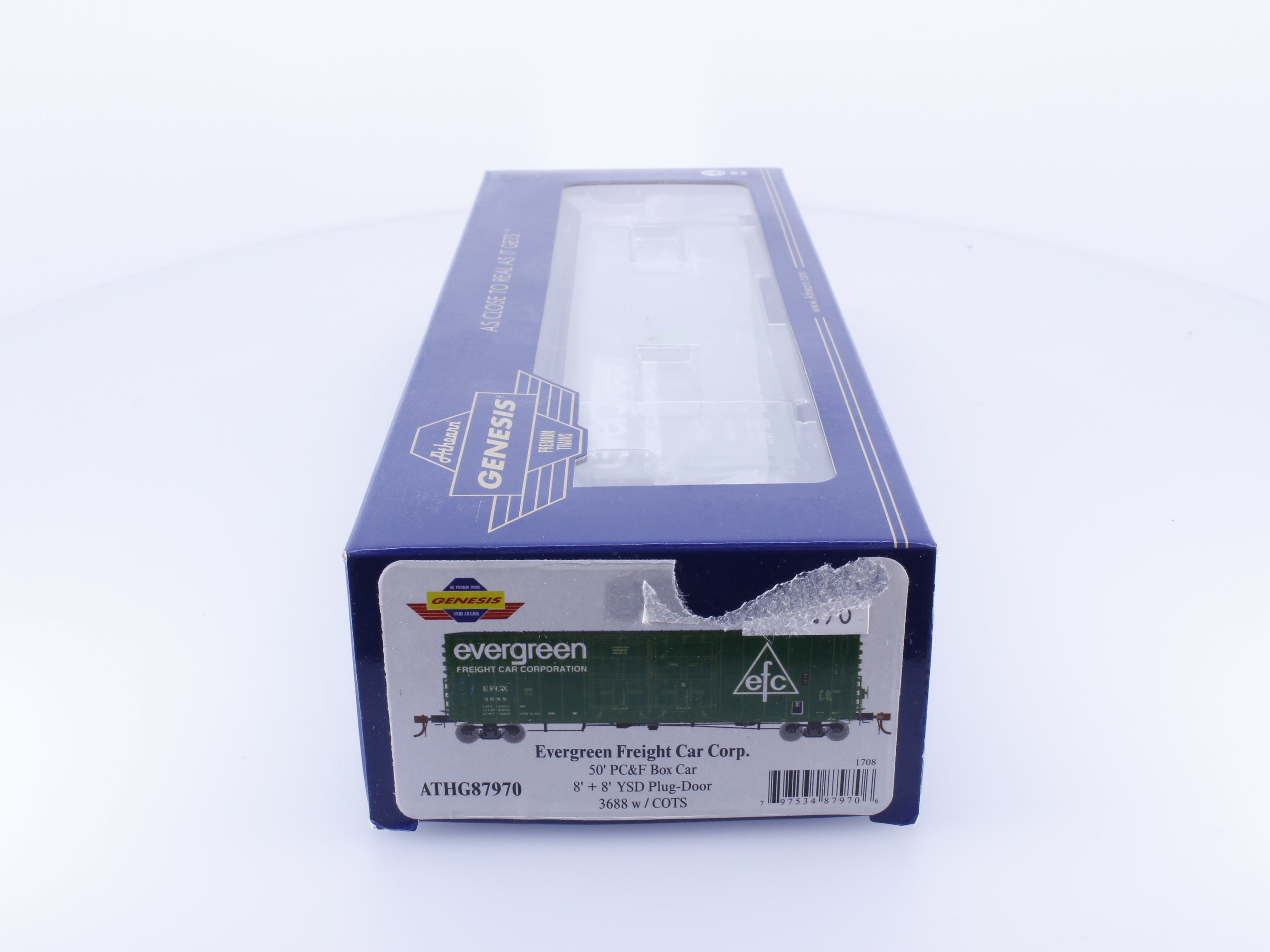 Athearn ATHG87970 HO Genesis 50' PC&F Double YSD Plug Door Boxcar with COTS Evergreen Freight Car Corp 3688