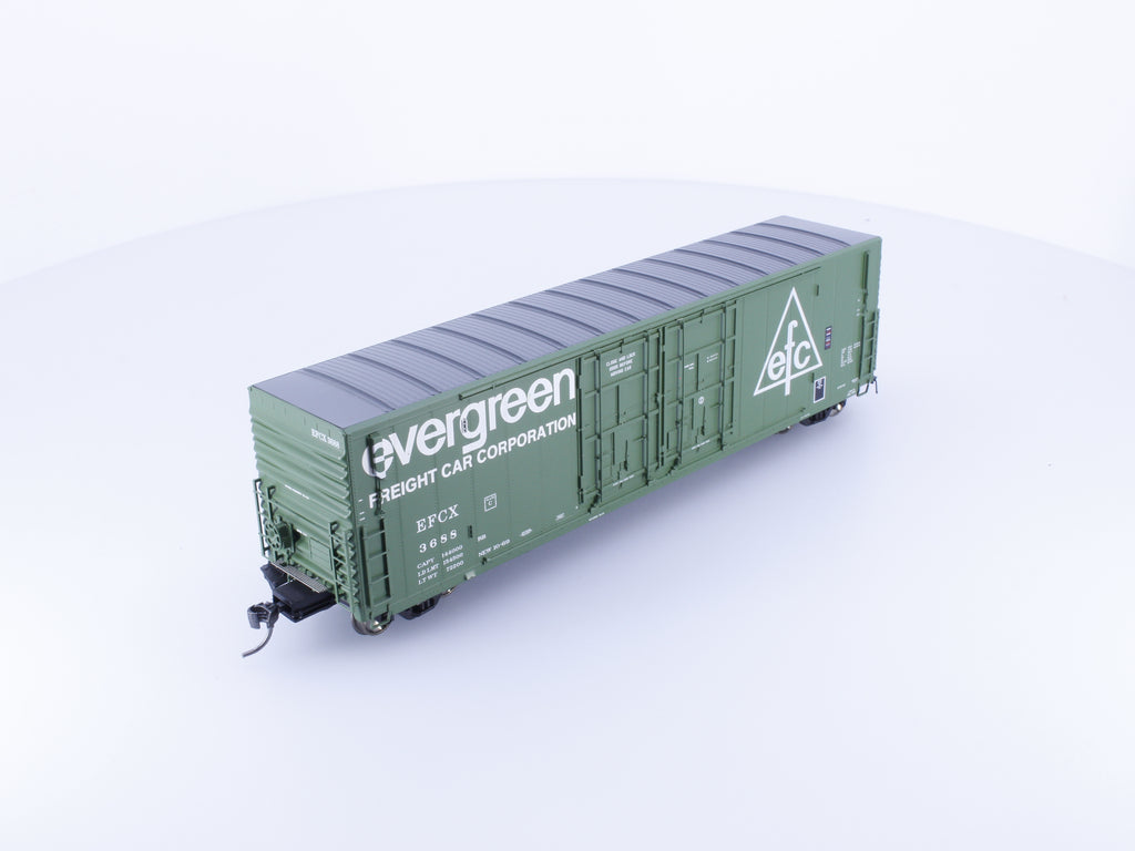 Athearn ATHG87970 HO Genesis 50' PC&F Double YSD Plug Door Boxcar with COTS Evergreen Freight Car Corp 3688