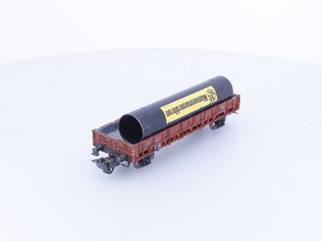 Marklin 4607 HO DB Flat Car with Pipe Load. Missing Stakes 476315