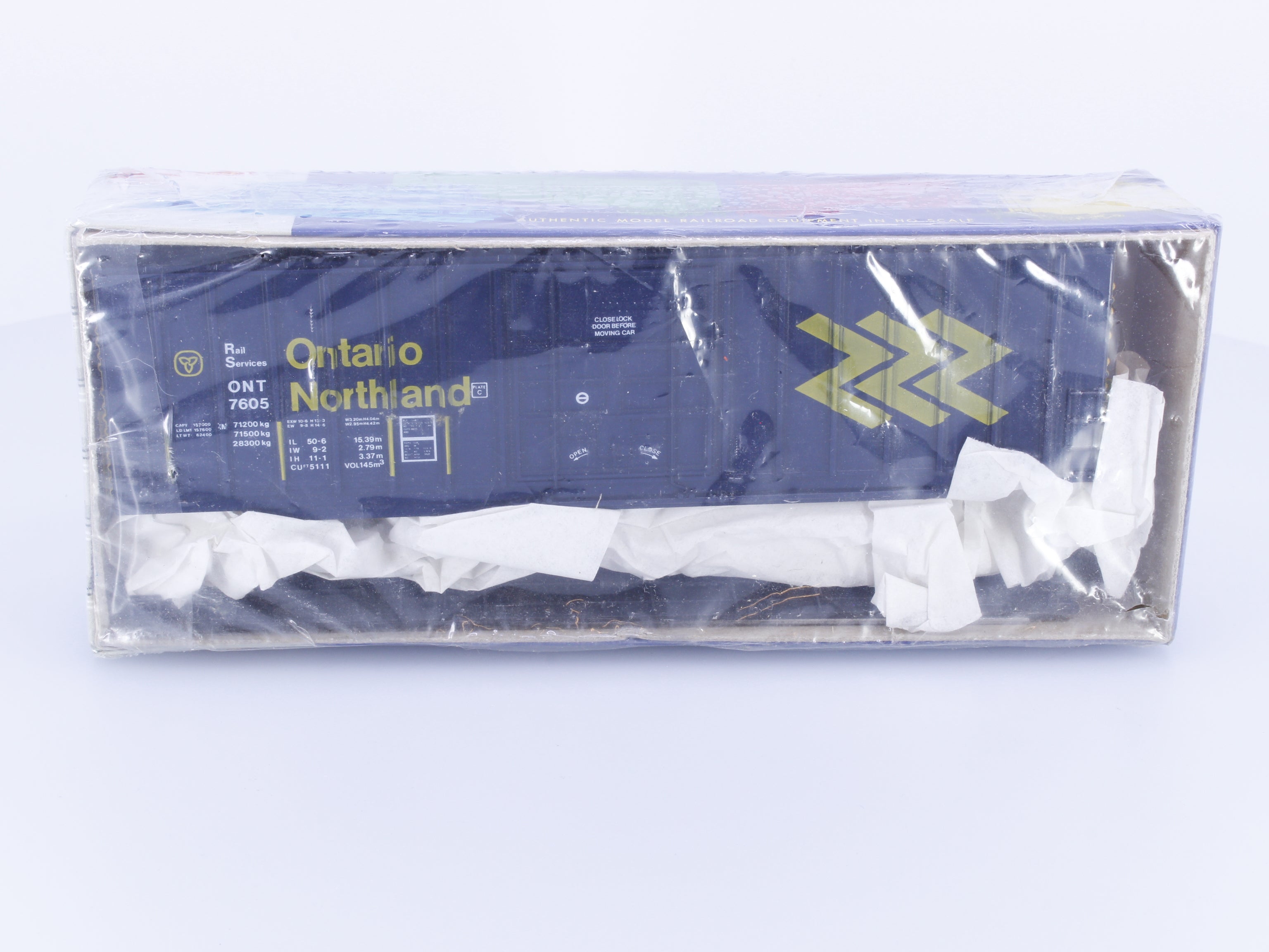 Roundhouse 1825 HO 50' Hi-Cube Rib Side Boxcar Kit Ontario Northland (ONT) 7605