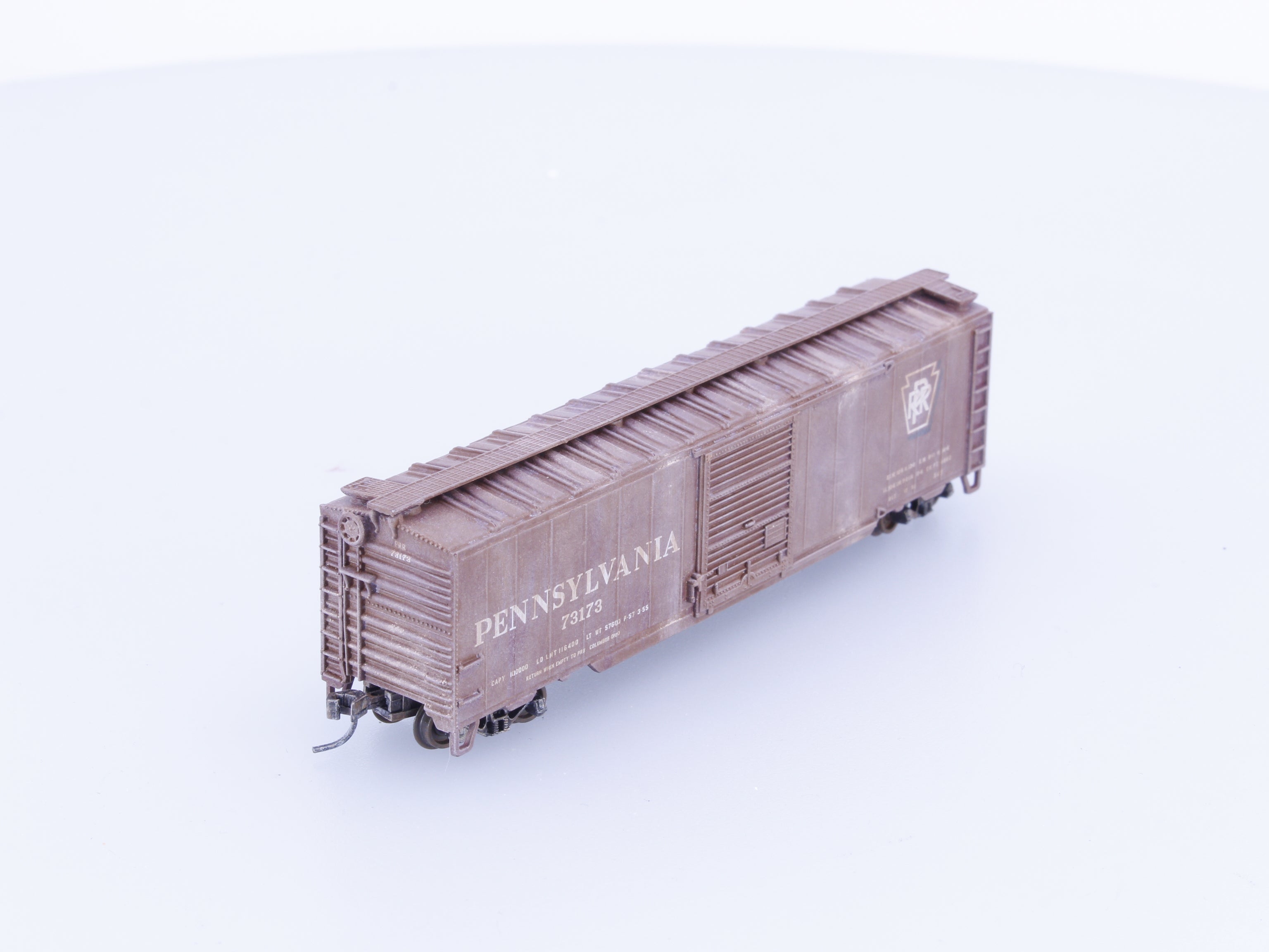 Atlas Trainman 38908 N 50' Single Door Boxcar Weathered Pennsylvania Railroad (PRR) 73173