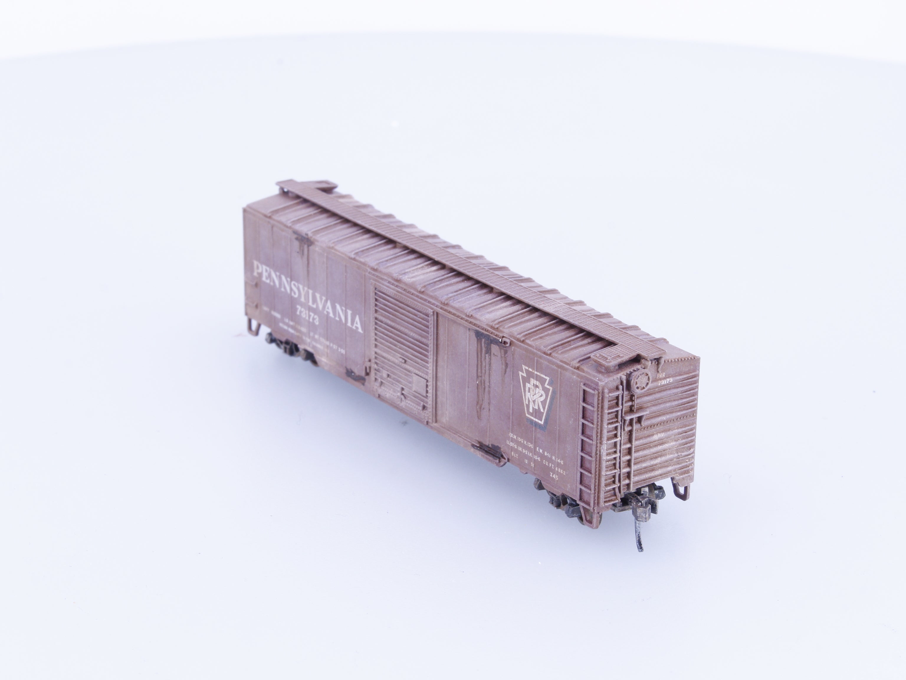 Atlas Trainman 38908 N 50' Single Door Boxcar Weathered Pennsylvania Railroad (PRR) 73173