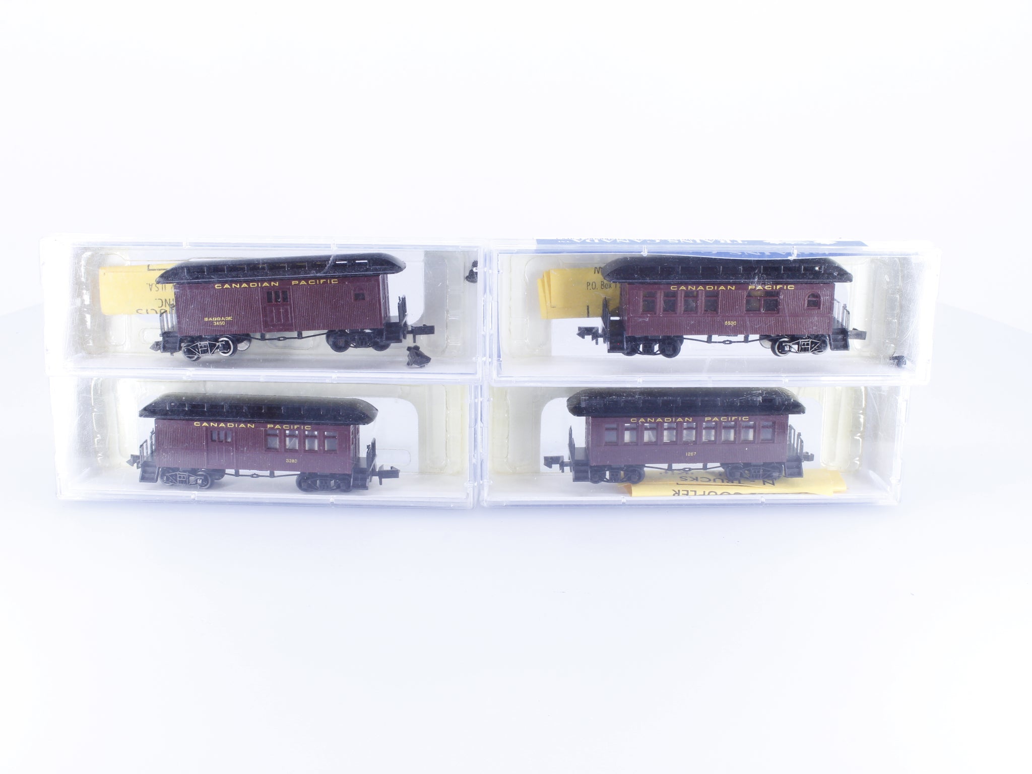 Trains Canada 1-168 N Overton Passenger Car Set, Coach, Combine, Business, Baggage Canadian Pacific (CP) 3450, 6530, 3280, 1267