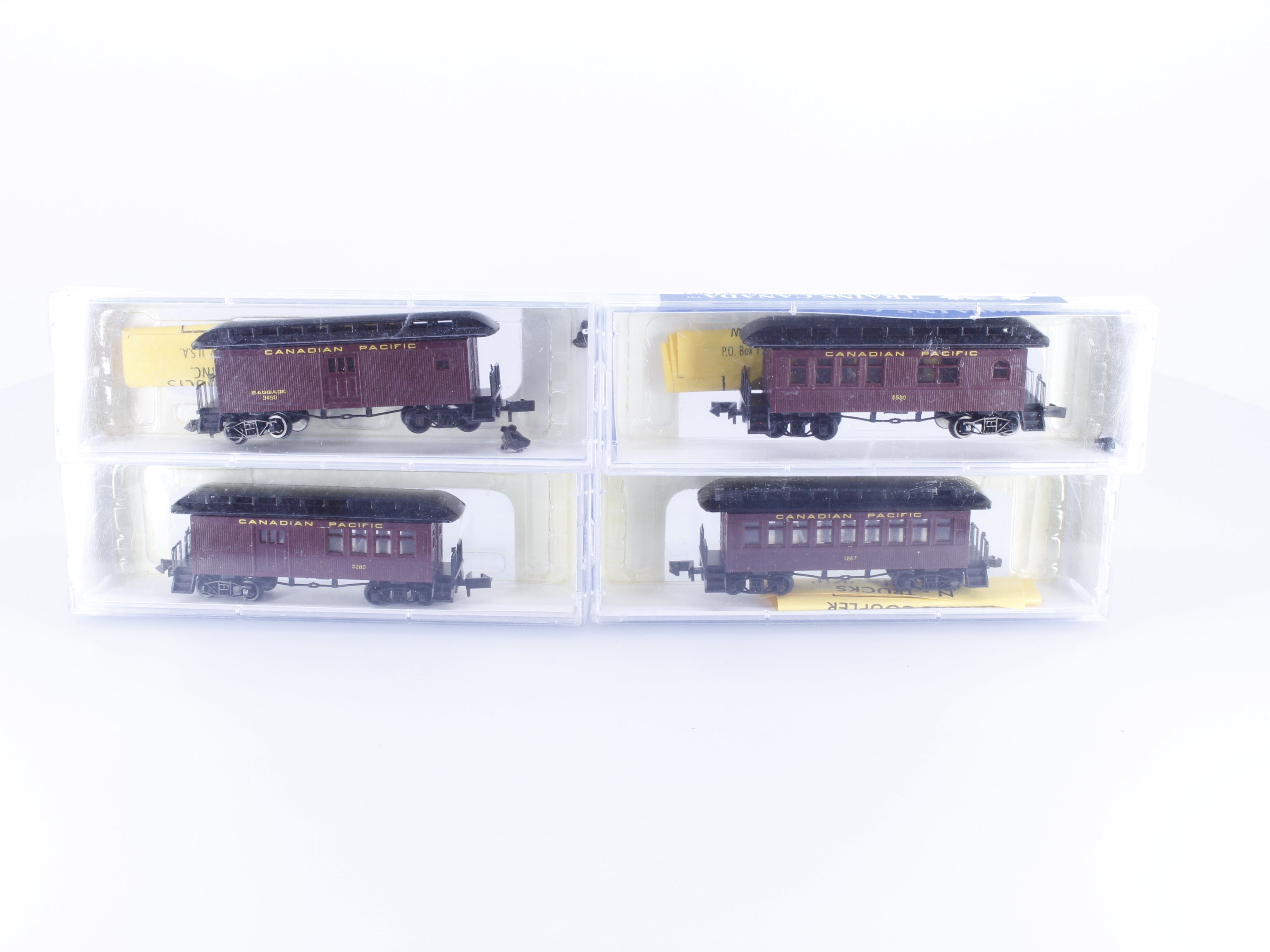 Trains Canada 1-168 N Overton Passenger Car Set, Coach, Combine, Business, Baggage Canadian Pacific (CP) 3450, 6530, 3280, 1267