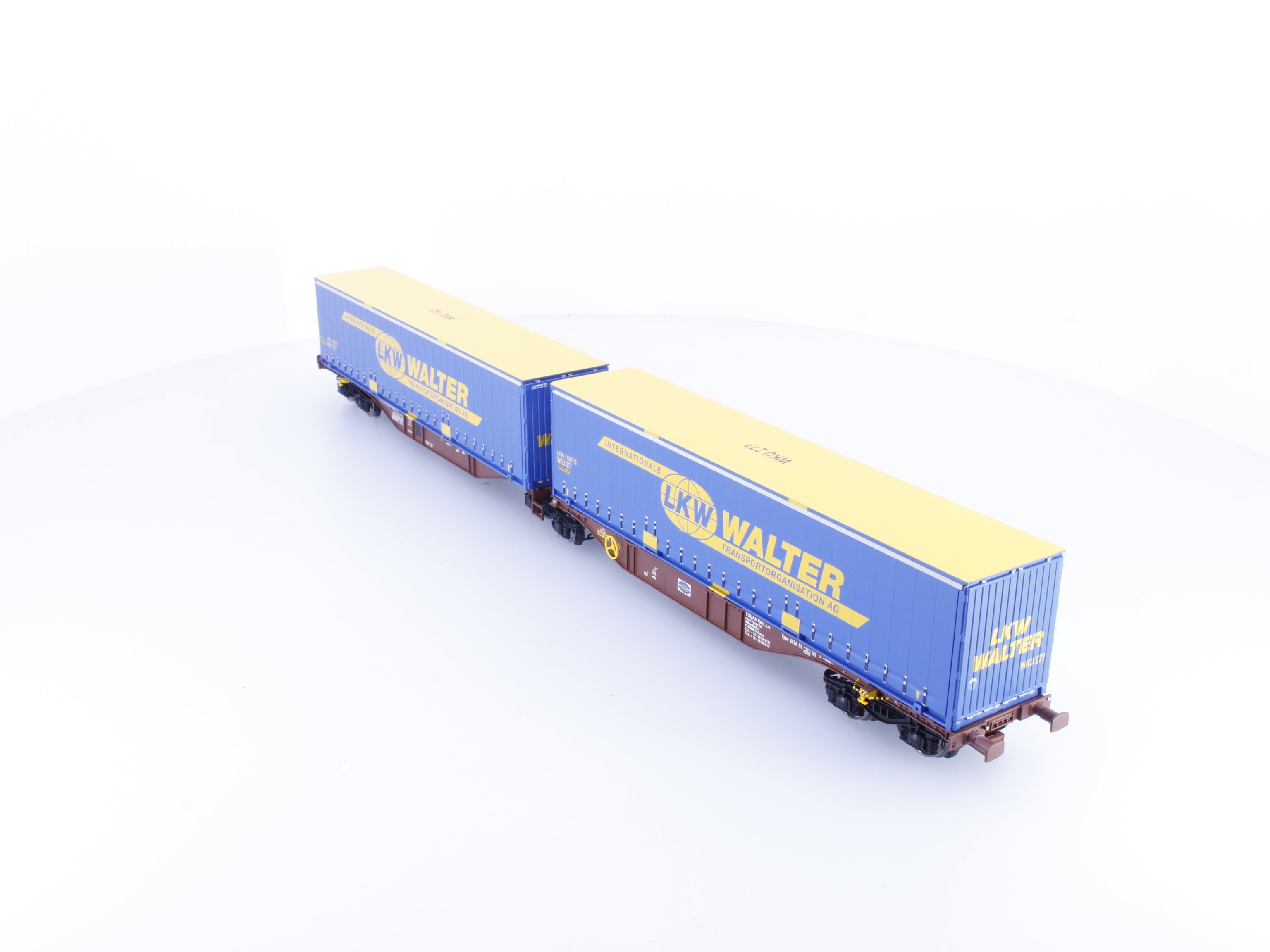 A.C.M.E. 40293 HO SOB Cargo LKW Walter Dual Intermodal Flat Cars with Containers