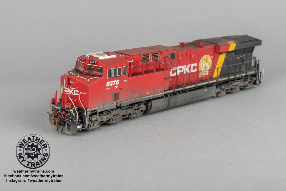 Scale Trains SXT39927 HO GE ES44AC Diesel Locomotive Brand New Professionally Weathered Canadian Pacific (CP) 9375 DCC & Sound
