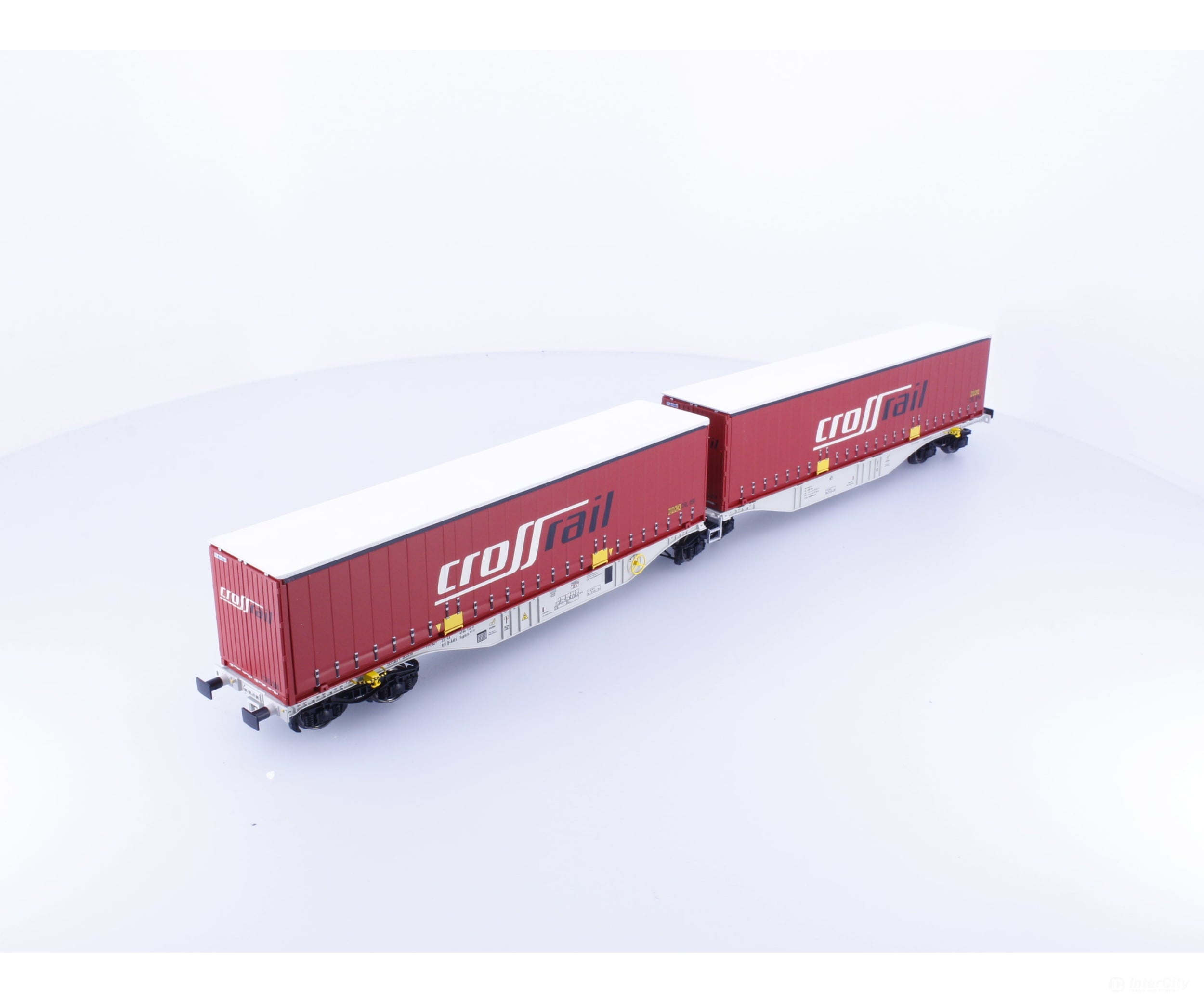 A.C.M.E. 90104 HO SBB-CFF-FFS Cargo Crossrail Dual Intermodal Flat Cars with Containers - European Freight Cars