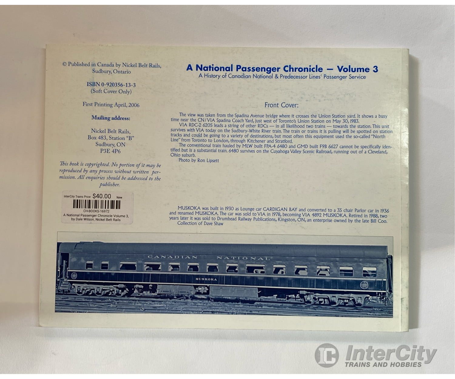 A National Passenger Chronicle Volume 3 By Dale Wilson Nickel Belt Rails Books