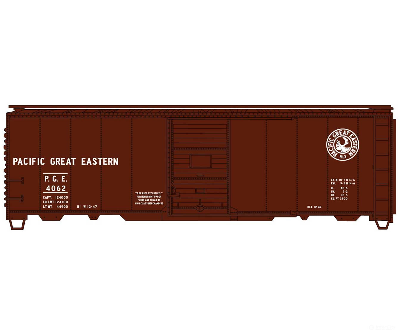 Accurail HO 81933 AAR 40’ Single-Door Steel Boxcar - Kit - Pacific Great Eastern #4062 (Boxcar Red Moose Logo)