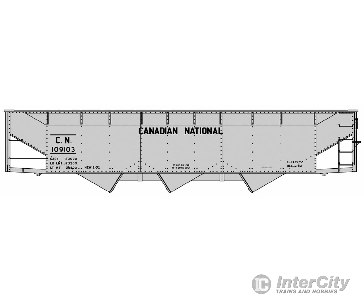 Accurail Inc Ho 7550 Aar 70-Ton Offset-Side 3-Bay Hopper - Kit -- Canadian National #109103