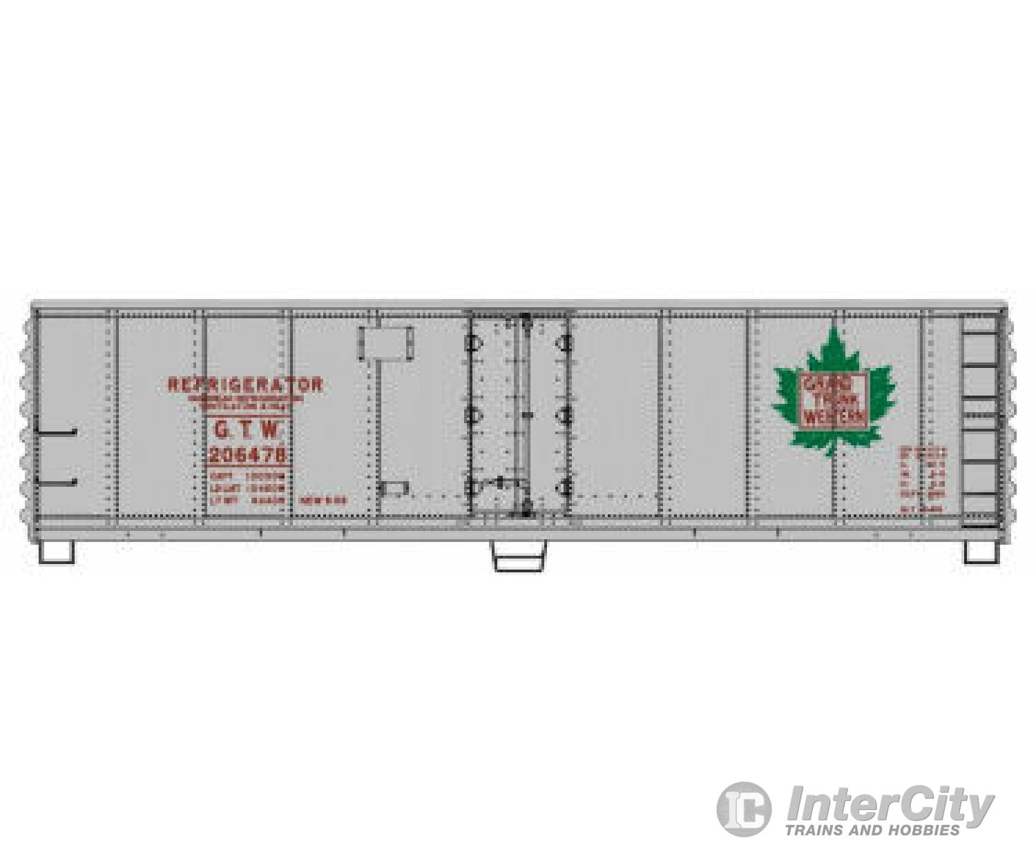 Accurail Inc Ho 8319 40 Steel Reefer W/Hinged Door - Kit -- Grand Trunk Western #206478 (Gray Red